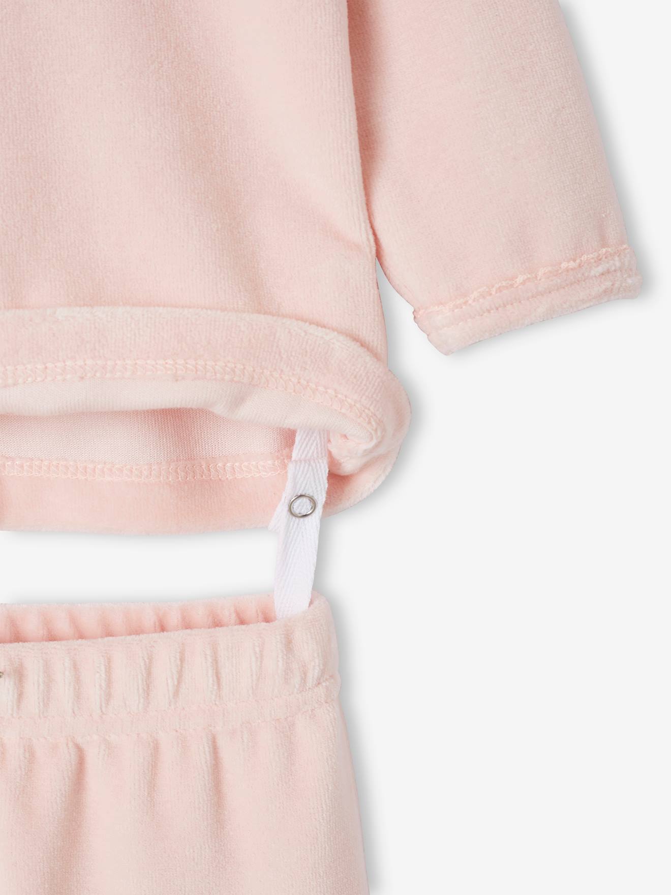 Lot de 2 pyjamas bébé en velours rose poudré