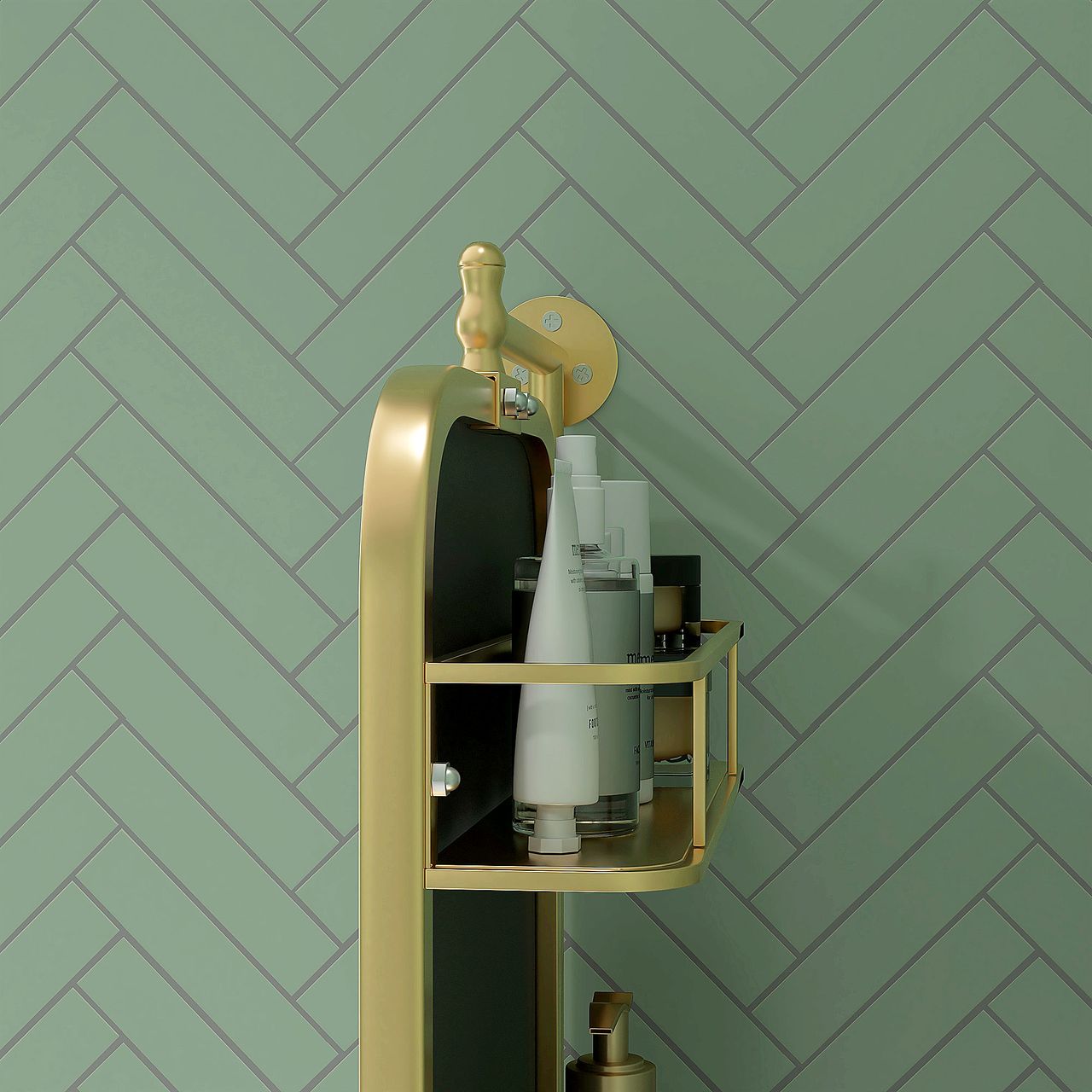 HOMCOM Badezimmerspiegel, 40 x 66 cm schwenkbar Wandspiegel, Metallrahmen, Gold