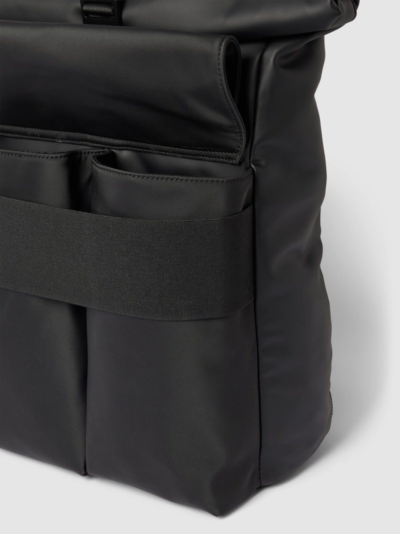 Rucksack mit Label-Detail Modell 'ROLLTOP' in schwarz