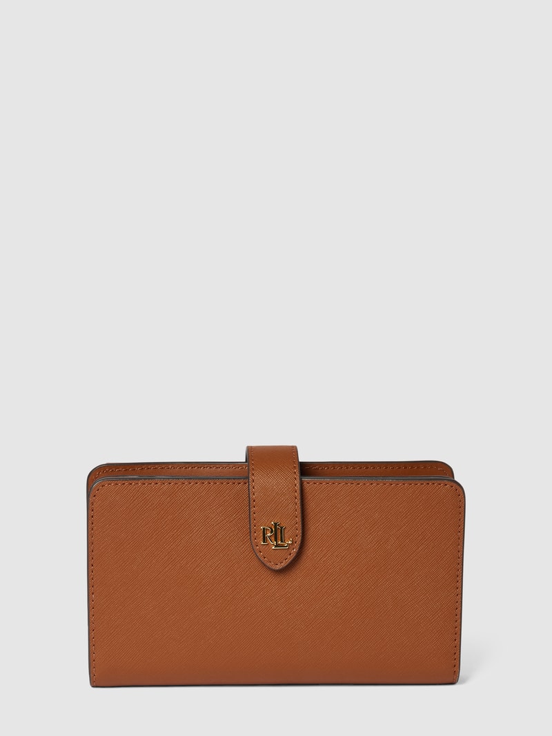 Portemonnaie aus Leder mit Label-Detail Modell 'TECH' in cognac