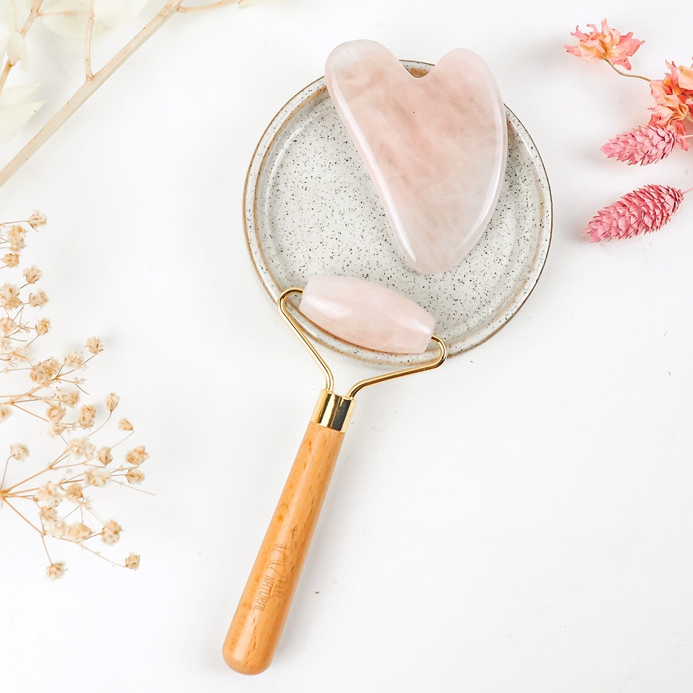 feel natural Roller visage Gua Sha Quartz rose Accessoire Visage