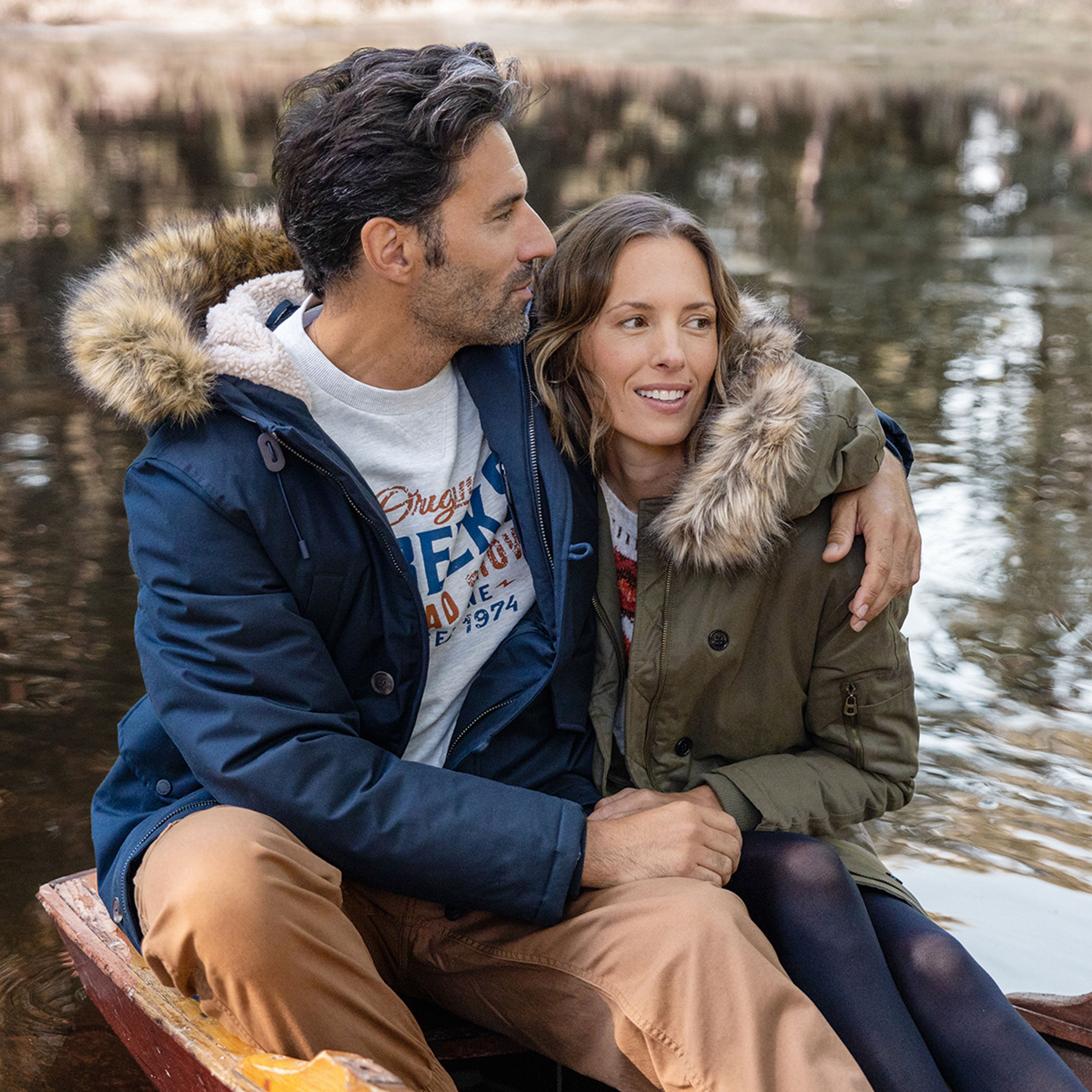 Parka droite à capuche bleu marine homme | La Halle