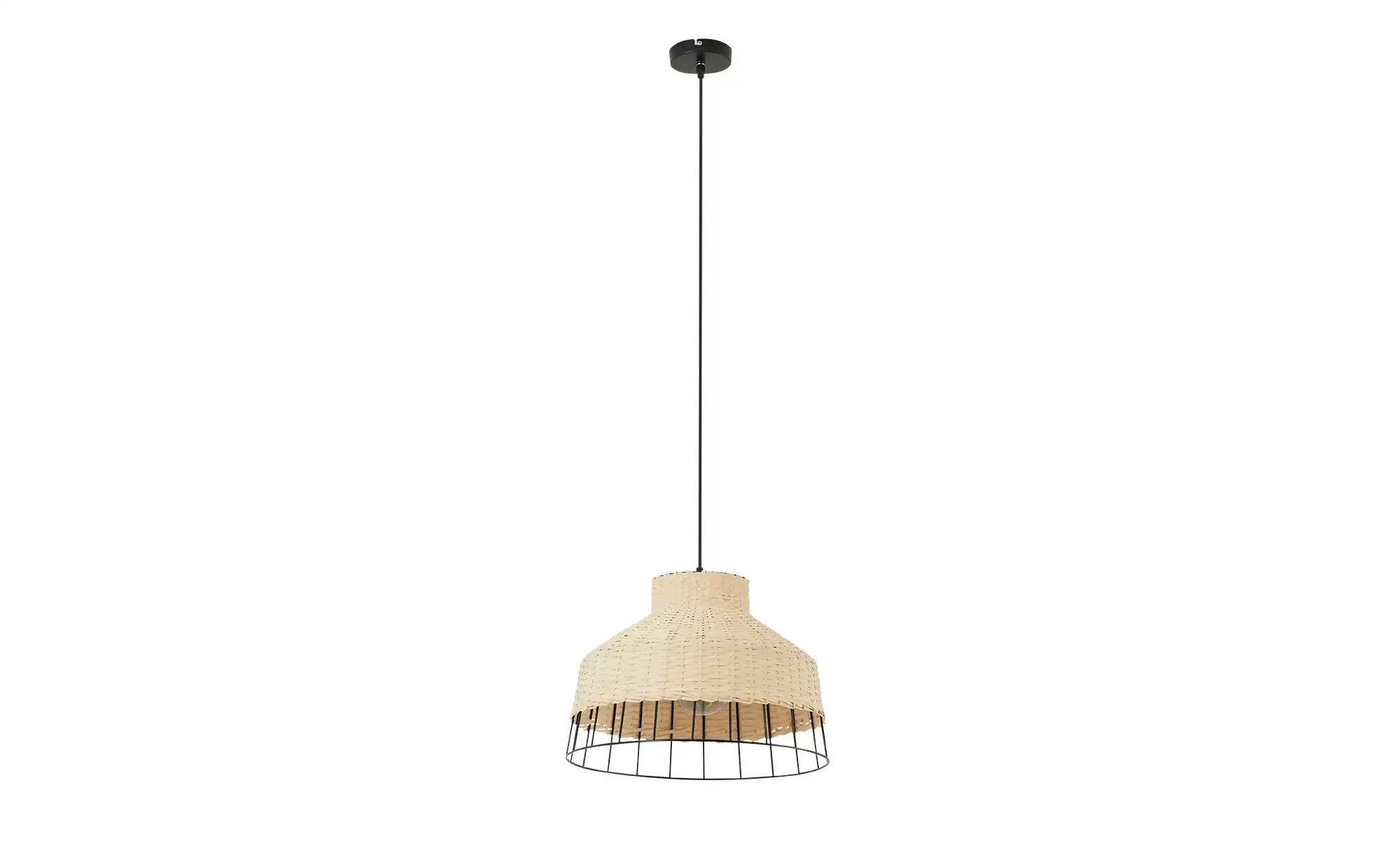 KHG Pendelleuchte, 1-flammig, Rattan / Metall-schwarz