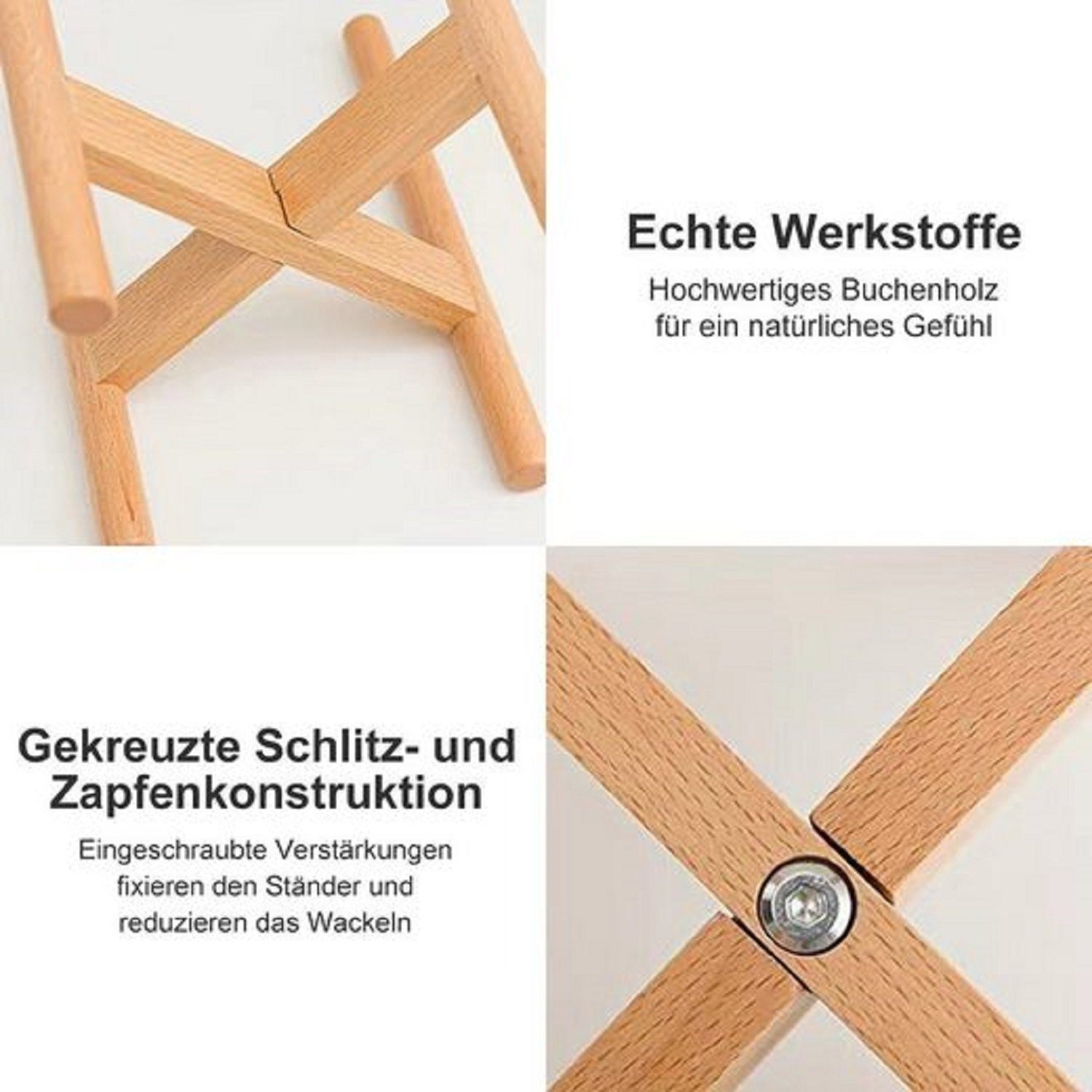 Kpaloft Blumenständer 3er Set Pflanzenregal Buchenholz, Blumenständer höhenverstellbar, Wohnung & draußen, Pflanzenständer