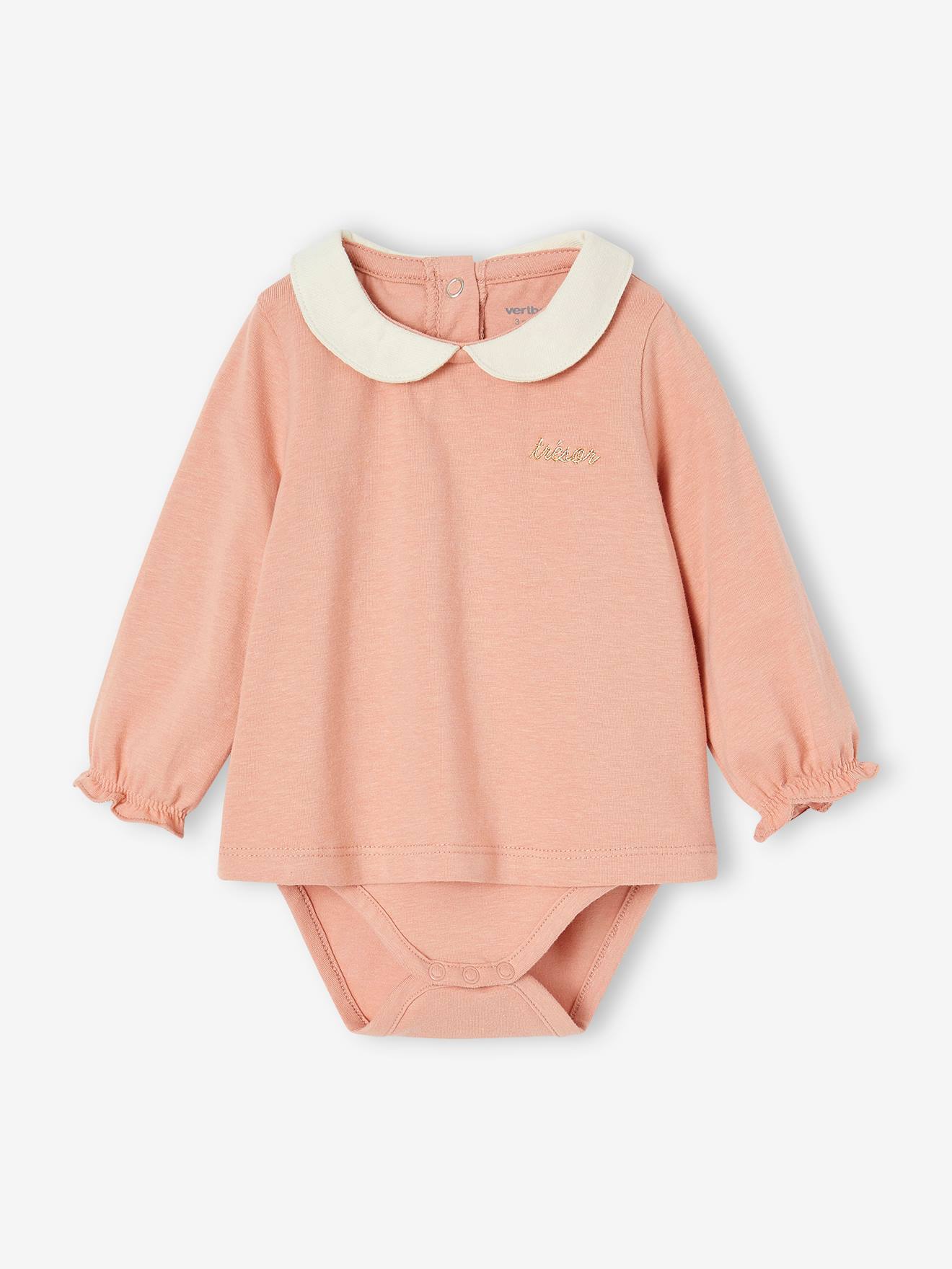 Lot de 2 bodies bébé manches longues vieux rose