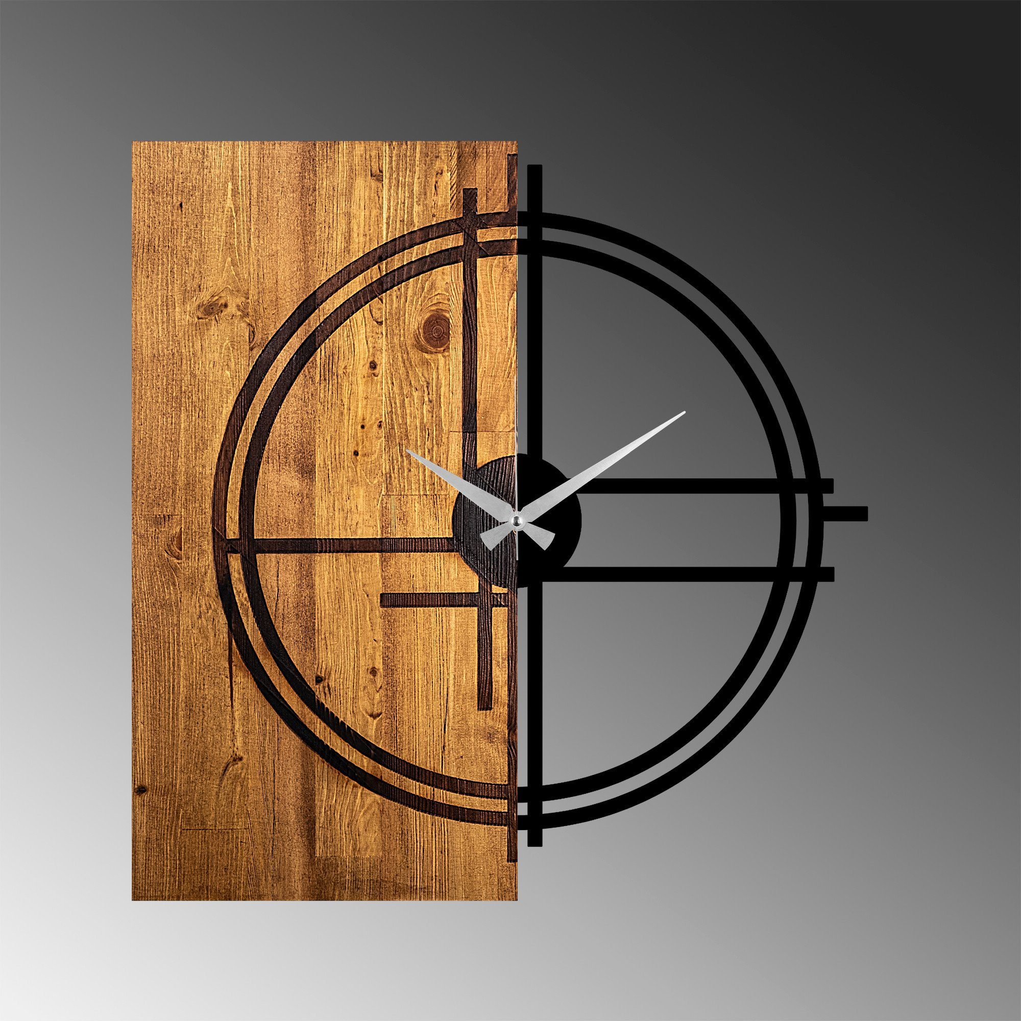 Wallity Wanduhr 56 x 3 x 58 cm, 100% Holz (Dicke: 3 cm) / Metall (Dicke: 1 cm)