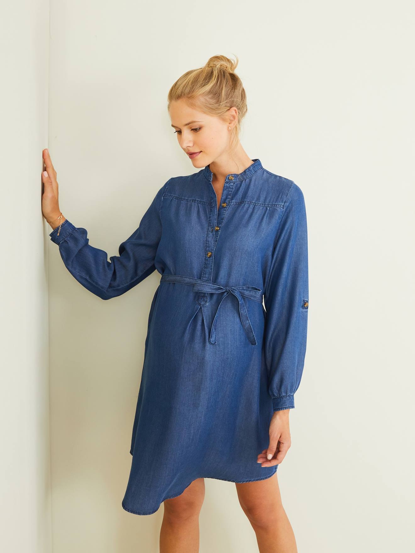 Vertbaudet Umstandskleid aus leichtem Denim - blue stone