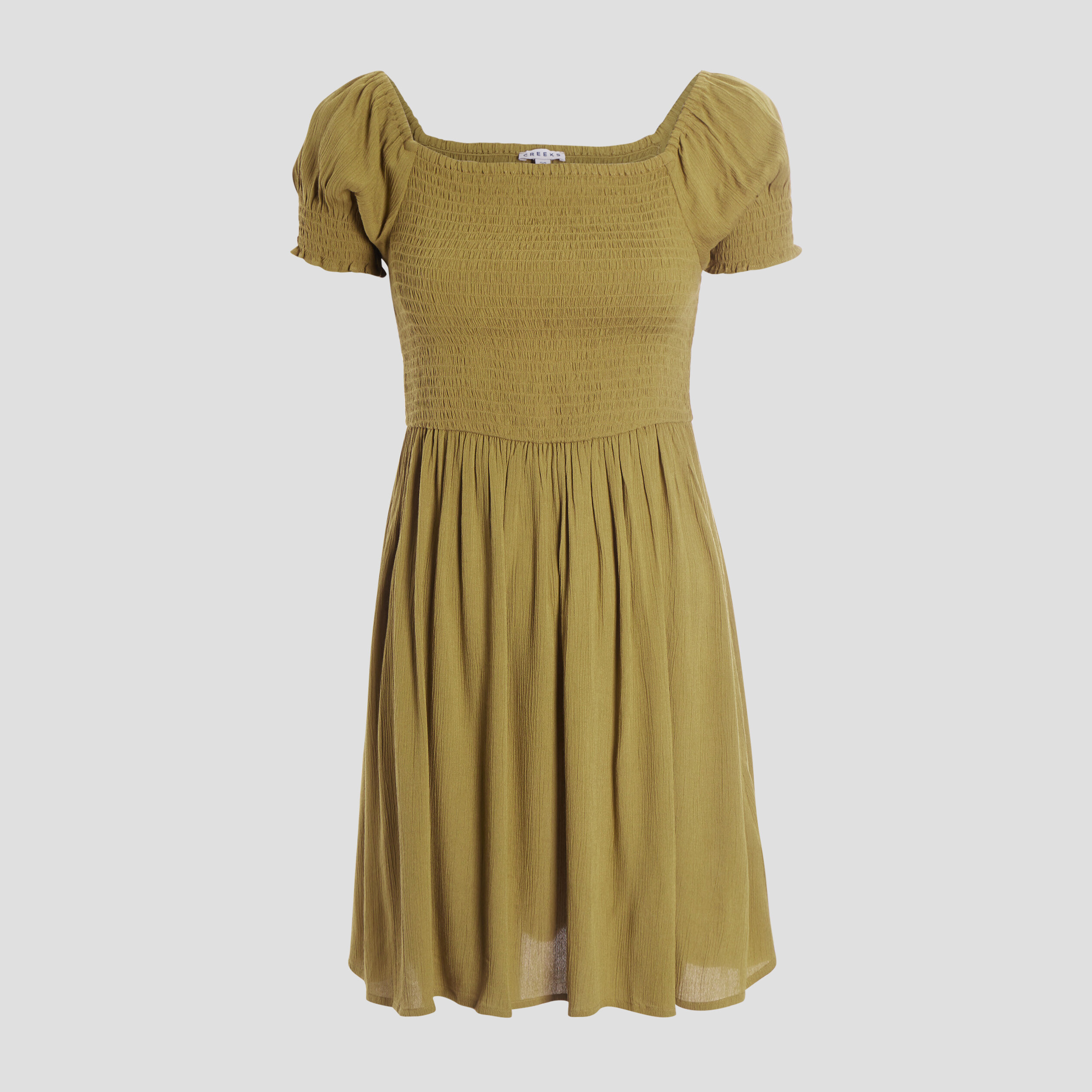 Robe patineuse encolure carrée vert kaki femme | La Halle