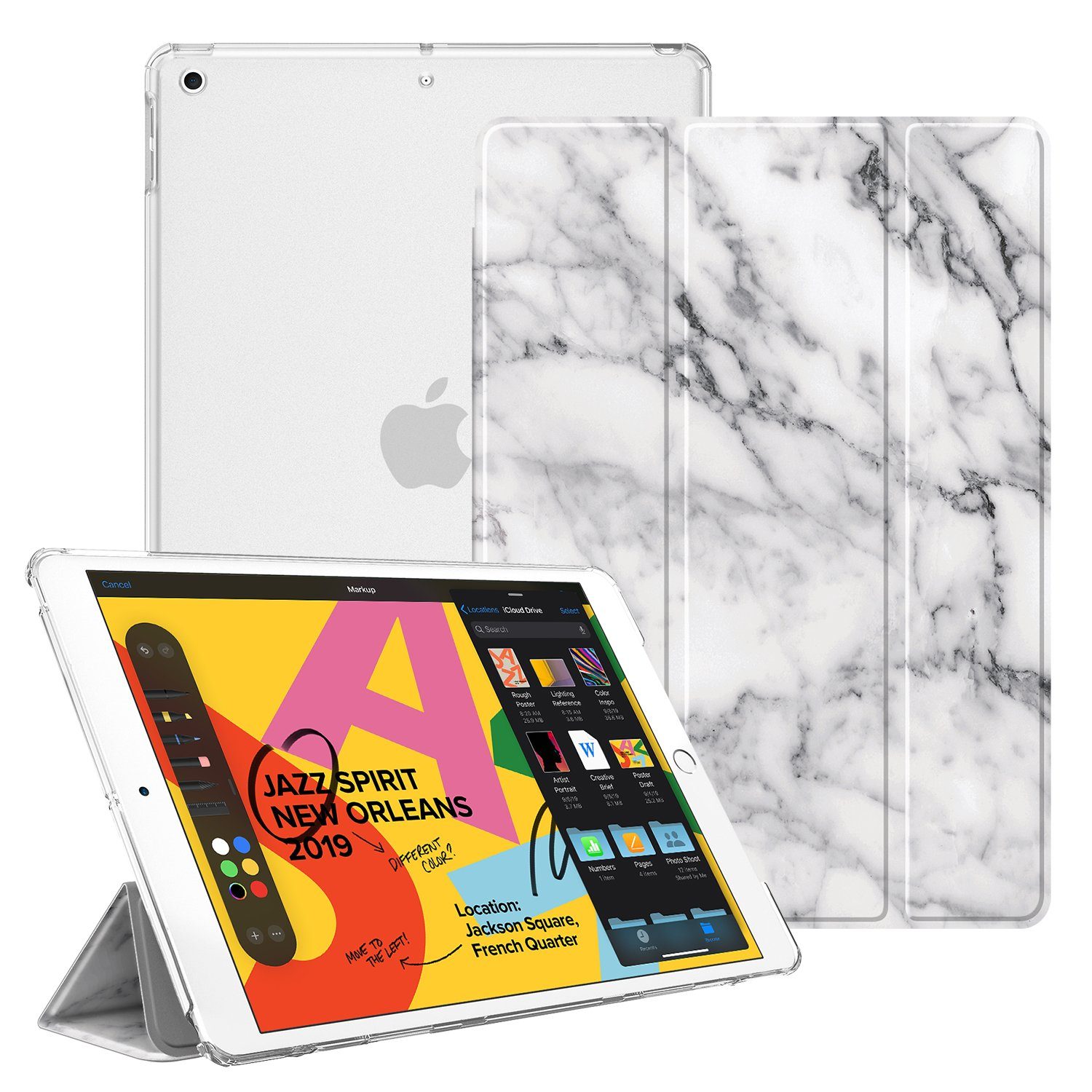 Fintie Tablet-Hülle Hülle für iPad 10.2 Zoll (9./8./7. Generation, Modell 2021/2020/2019) 10.2 Zoll, Ultradünn Cover mit transparenter Rückseite Abdeckung Auto Schlaf/Wach