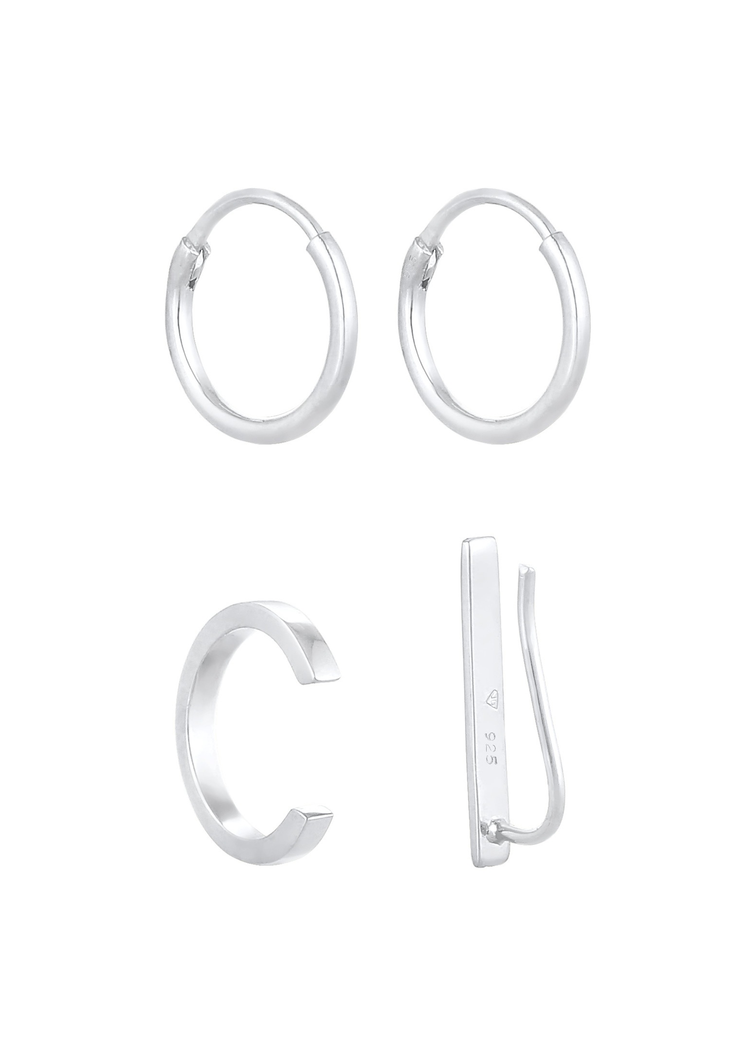 Kolczyki Elli Creoles Earcuff Earclimber Trend Blogger Basic dla kobiet - (925/1000) Srebro