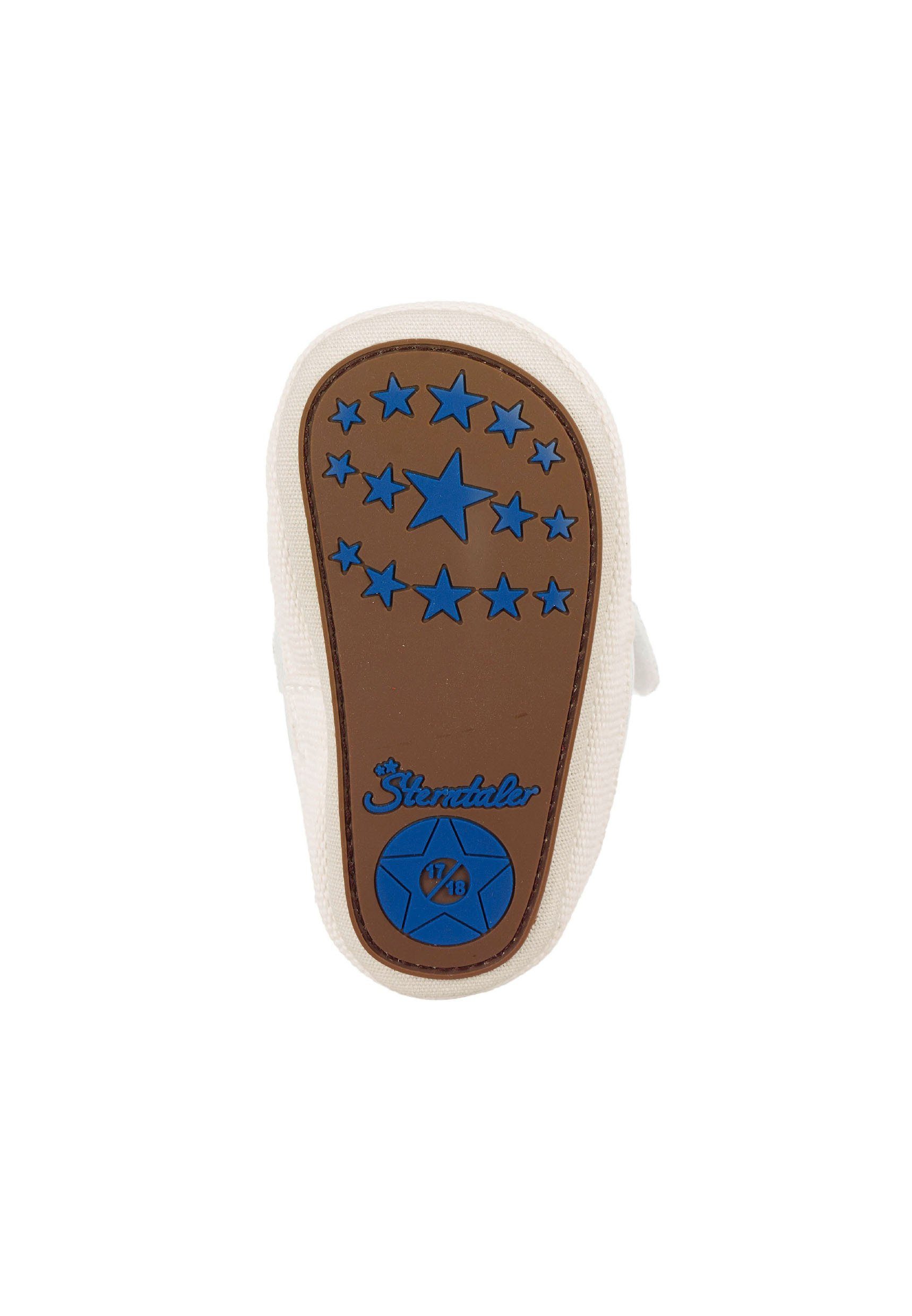 Sterntaler® Baby-Schuh Krabbelschuh (1-tlg) Bequeme Krabbelschuhe - Baby Schuhe Jungs, Babyschuh aus Denim und Baumwollstoff mit Druck - Flexible Schuhe, Maritime Babyschuhe mit Klettverschluss und rutschfester Sohle - Baby Ballerinas Schuhe - Anti-R