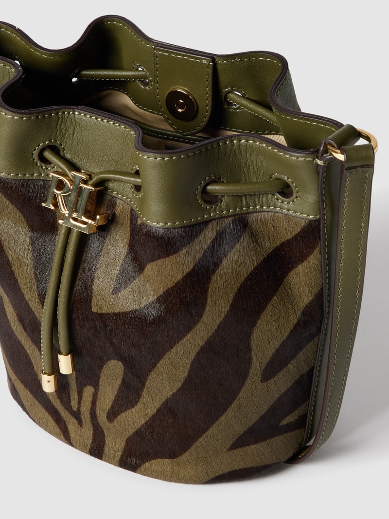 Bucket Bag mit Animal-Print Modell 'ANDIE' in olivgrün