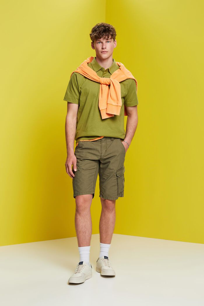 Jersey Poloshirt, Baumwolle-Leinen-Mix