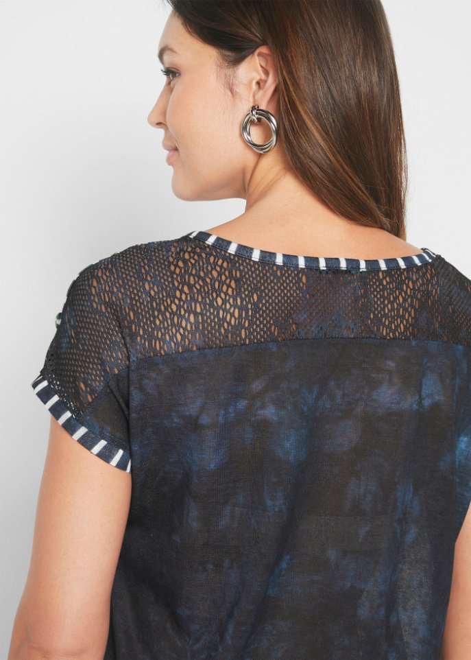 Shirt mit Batikeffekt und Steinchen