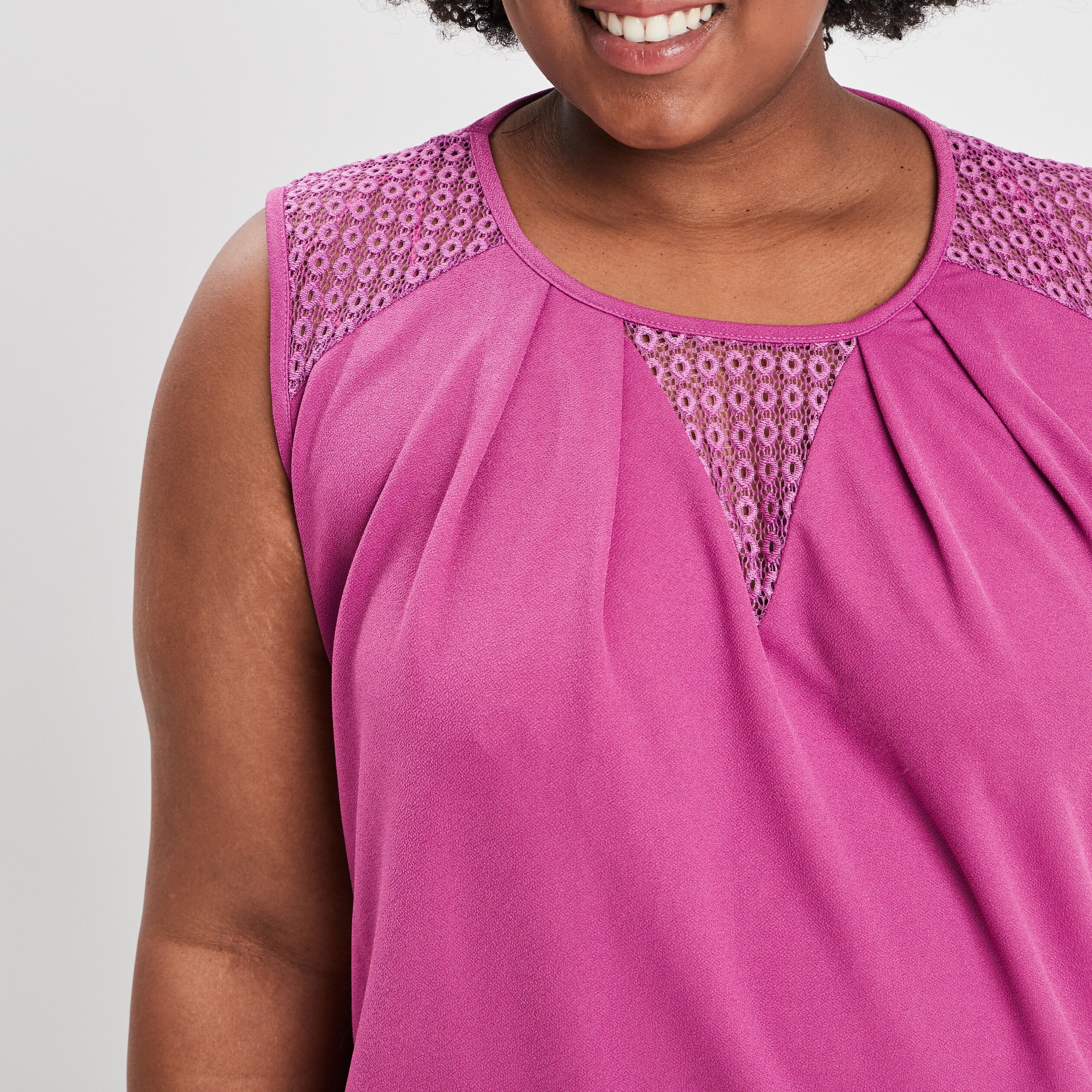 Débardeur empiècement dentelle violet femme grande taille | La Halle
