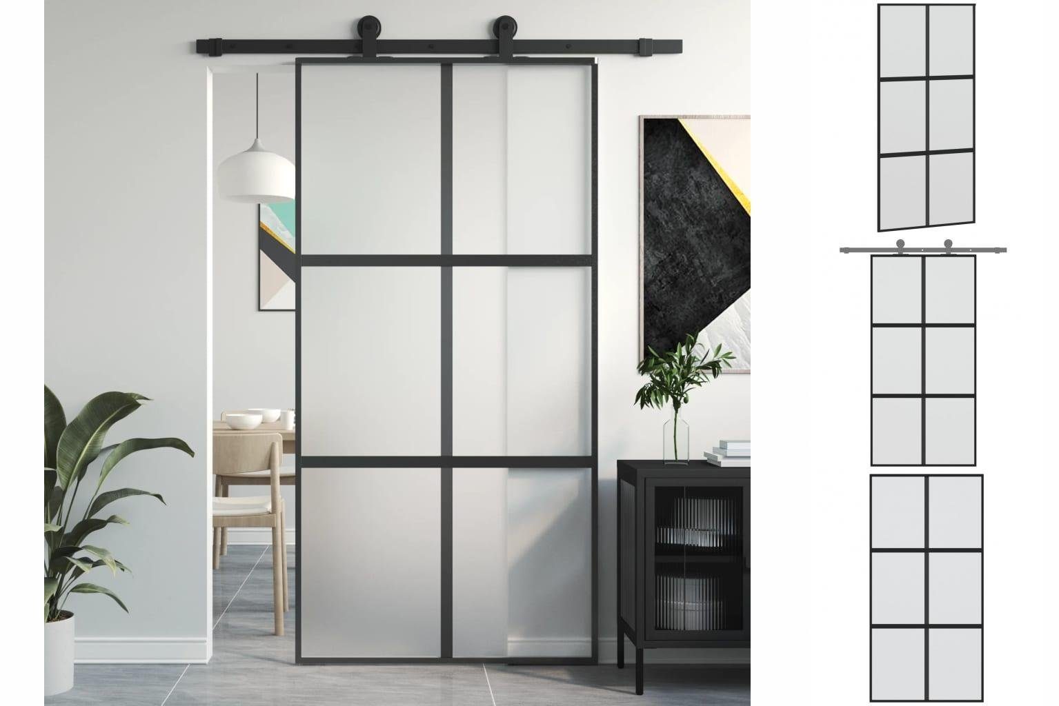 vidaXL Zimmertür Schiebetür Zimmertür Innentür Glas Schwarz 102,5x205 cm Hartglas und A