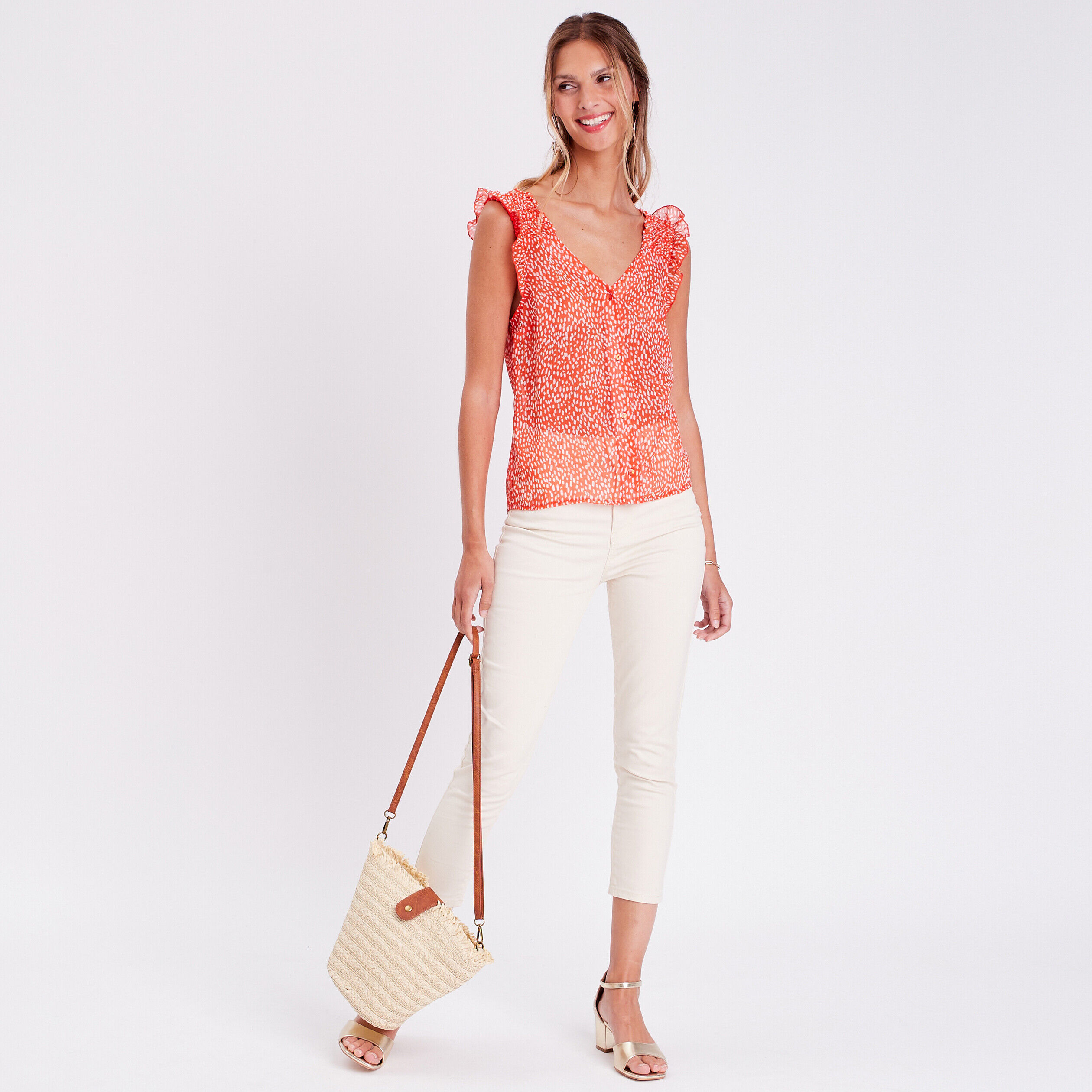 Blouse sans manches rouge femme | Cache Cache
