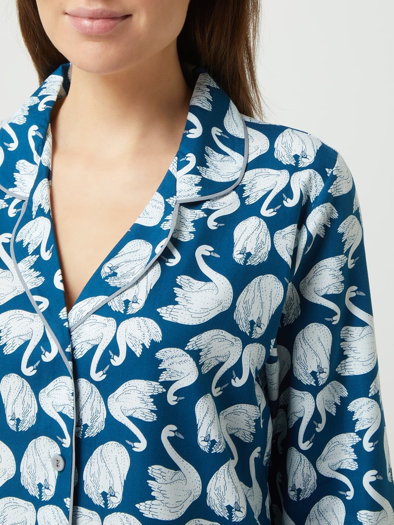 Pyjama-Oberteil aus Baumwoll-Modal-Mix Modell 'Maria' in hellblau