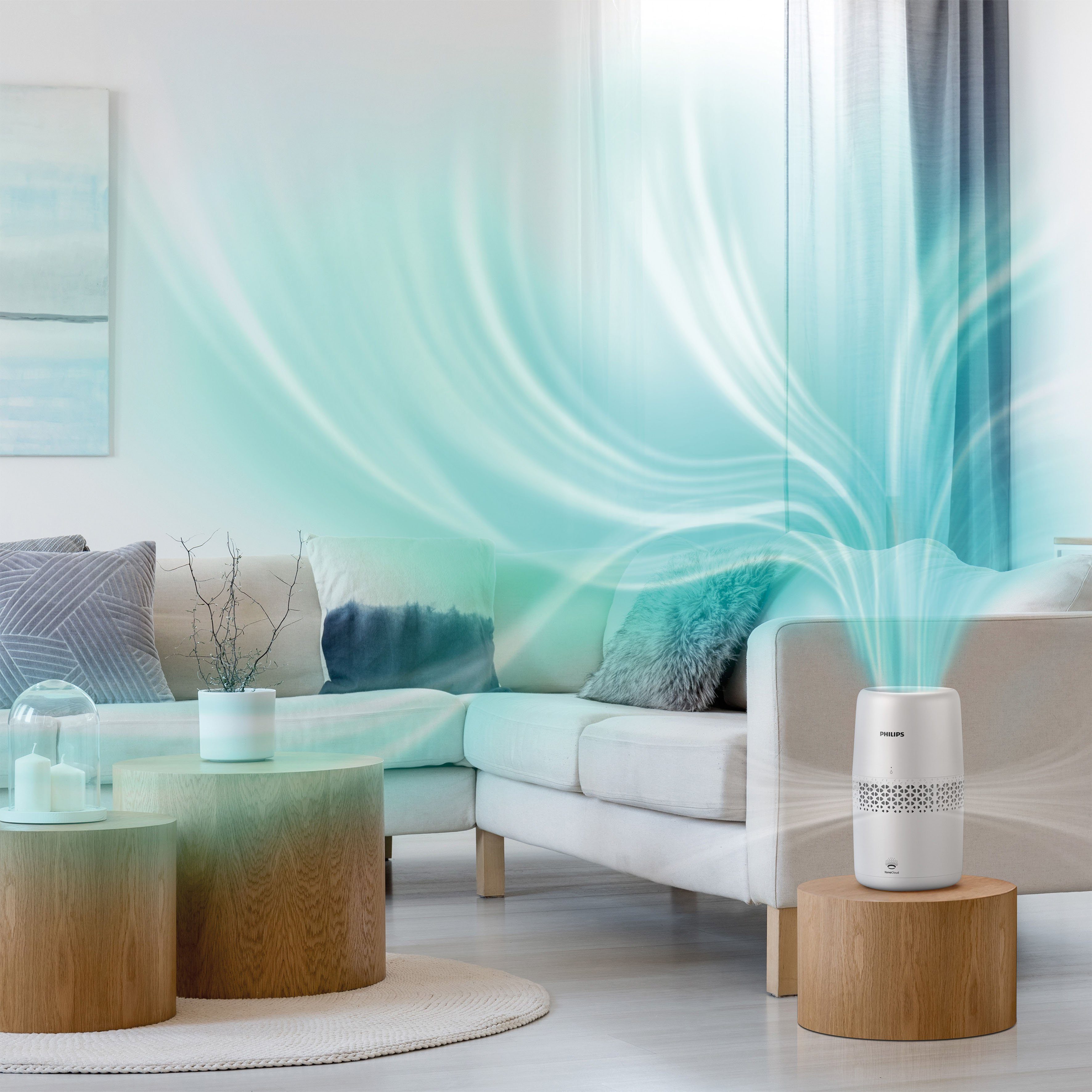 Philips Luftbefeuchter HU2510/10 2000 Serie, 2,00 l Wassertank, für 31 m² Räume, mit NanoCloud-Technologie