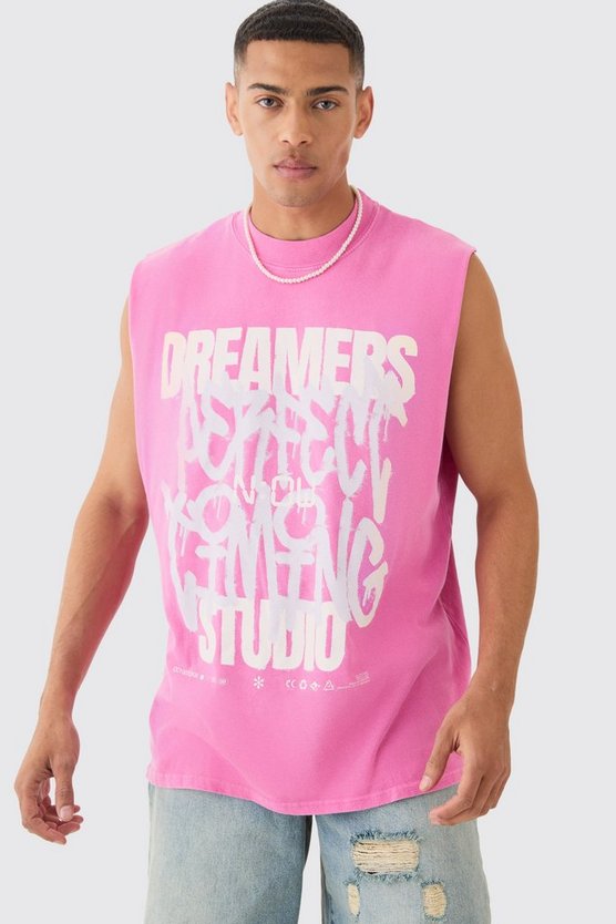 Oversize Tanktop mit Dreamers Graffiti-Print