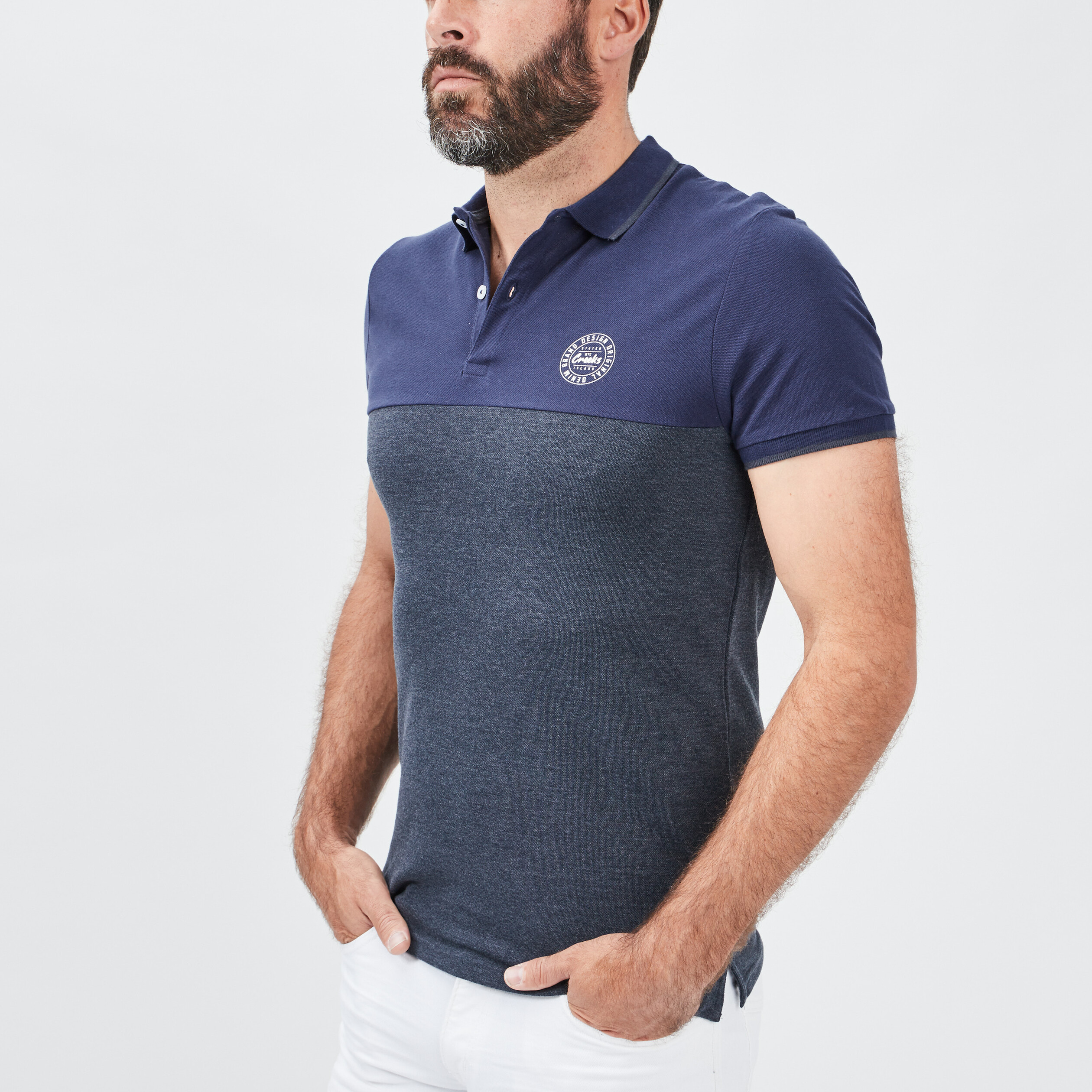 Polo manches courtes coton Creeks bleu marine homme | La Halle