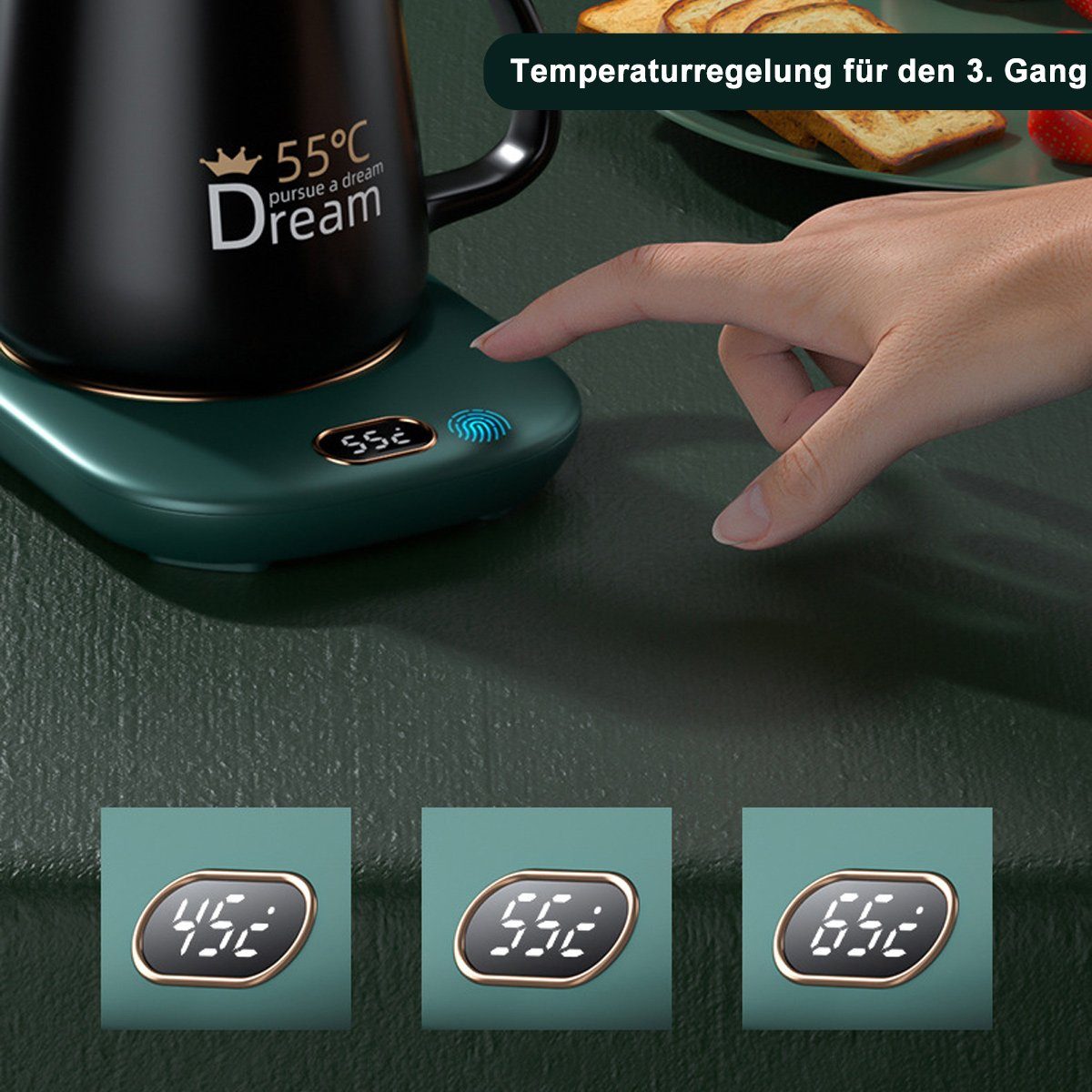 ZmdecQna Tassenwärmer Kaffeetassenwärmer,Tisch-Tassenwärmer,mit 3 Temperatureinstellungen