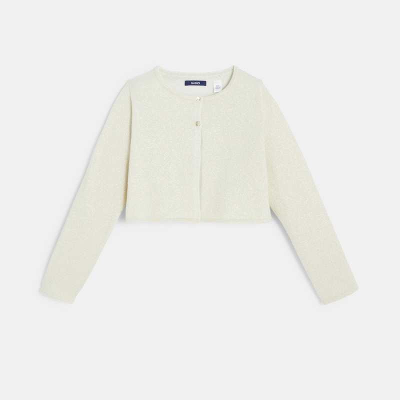 Gilet boléro pailleté beige fille