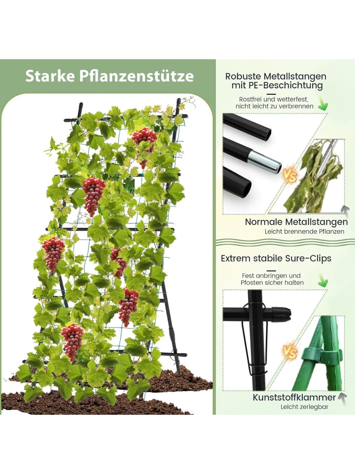 COSTWAY Gurke Rankhilfe Set 187cm in Schwarz günstig kaufen onesize