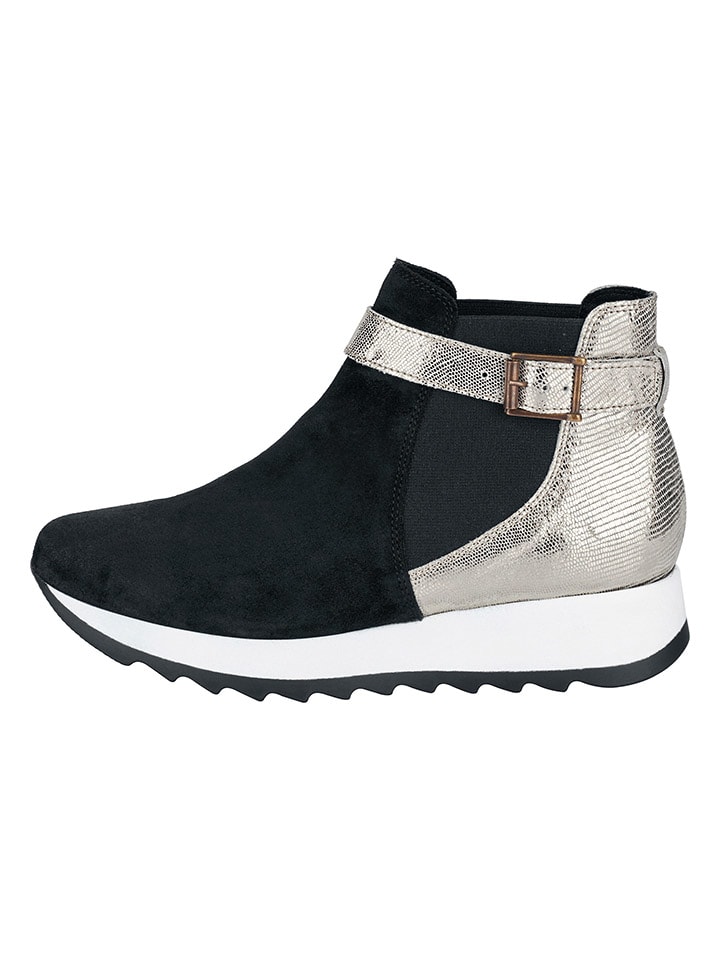 Heine Leder-Boots in Schwarz/ Grau günstig kaufen