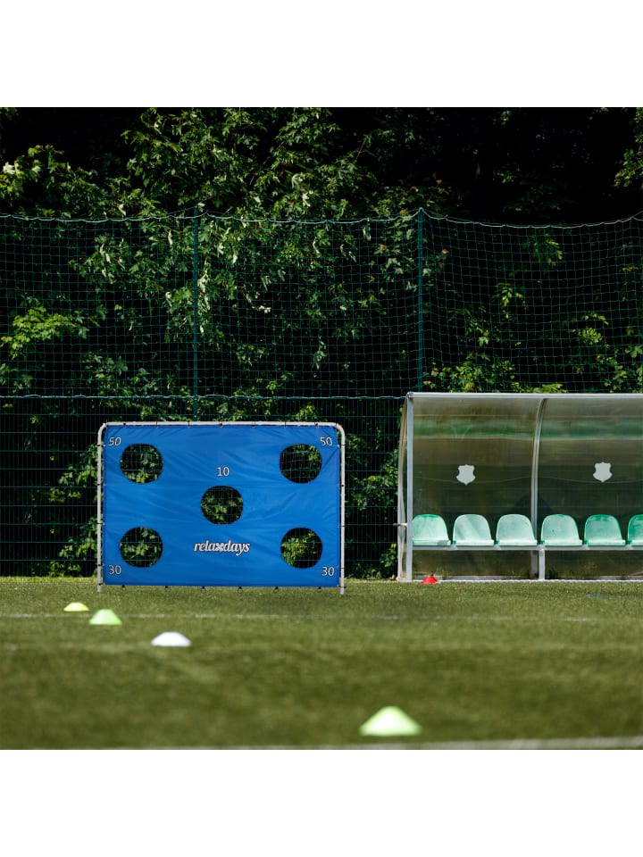 relaxdays Fußballtor in Weiß/ Blau - (B)235 x (H)170 x (T)85 cm günstig kaufen onesize
