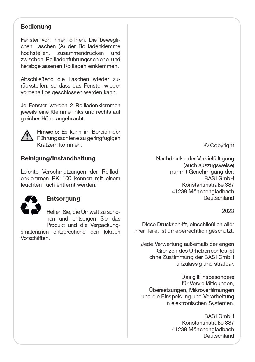 Basi Rollladensicherung RK100