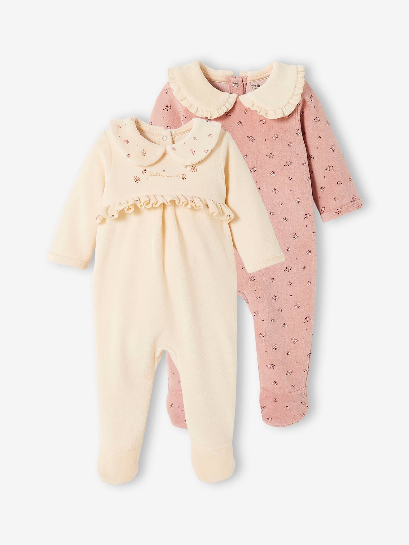 Vertbaudet 2er-Pack Mädchen Baby Strampler, Oeko-Tex - pfirsich