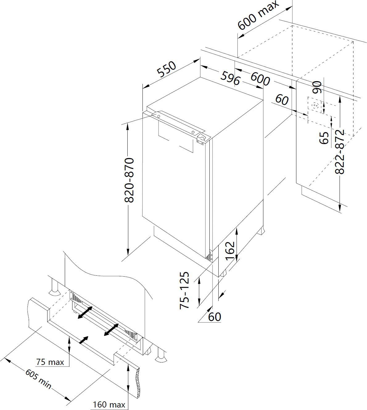 Amica Einbaukühlschrank UKSX 361 900, 81,8 cm hoch, 59,6 cm breit