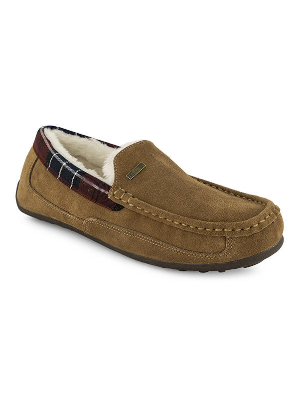 Barbour, Hausschuhe, Veloursleder warmgefüttert, camel