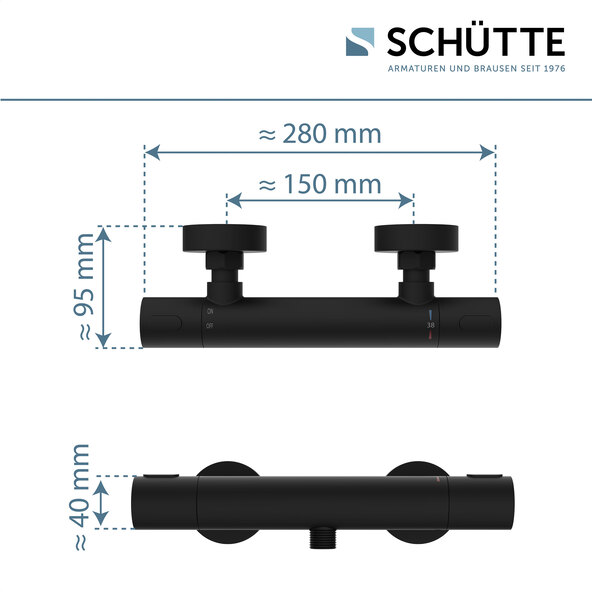 Duscharmatur mit Thermostat LOS ANGELES, schwarz matt