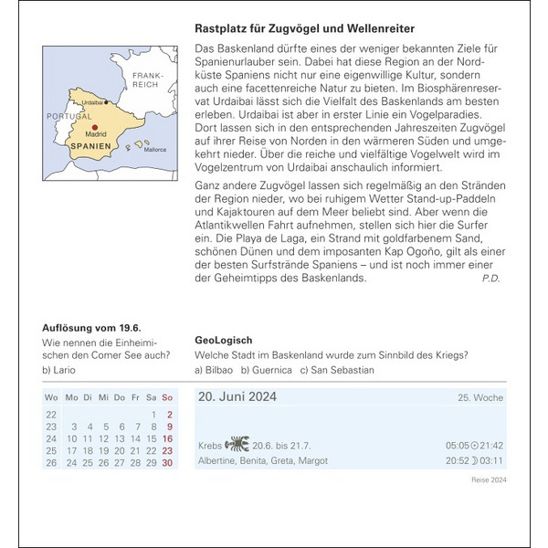 REISE TAGESABREIßKALENDER 2024 - Kalender