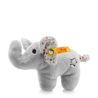 Mini Knister-Elefant mit Rassel, 11 cm, hellgrau