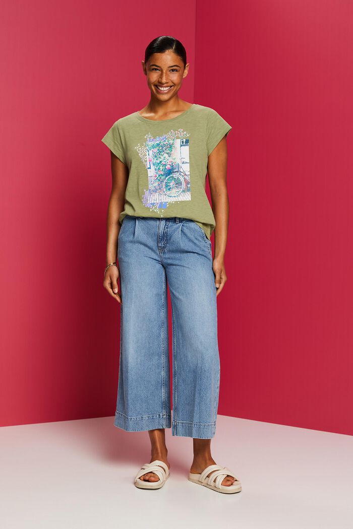 T-Shirt mit Print auf der Vorderseite, 100 % Baumwolle