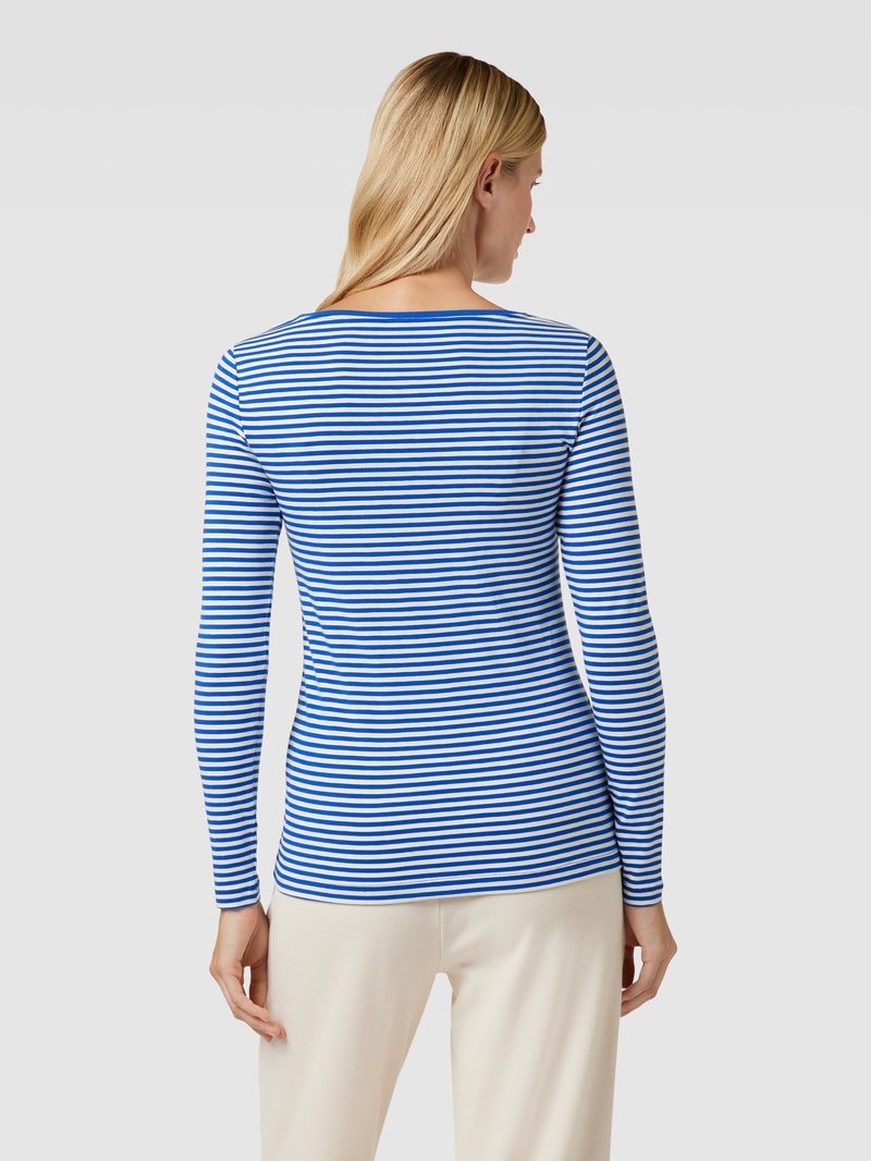 Longsleeve mit Streifenmuster und U-Boot-Ausschnitt in himmelblau