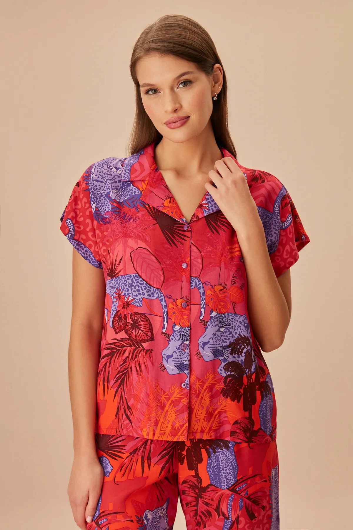 SUWEN  Maskulines Pyjama-Set mit Leo-Print