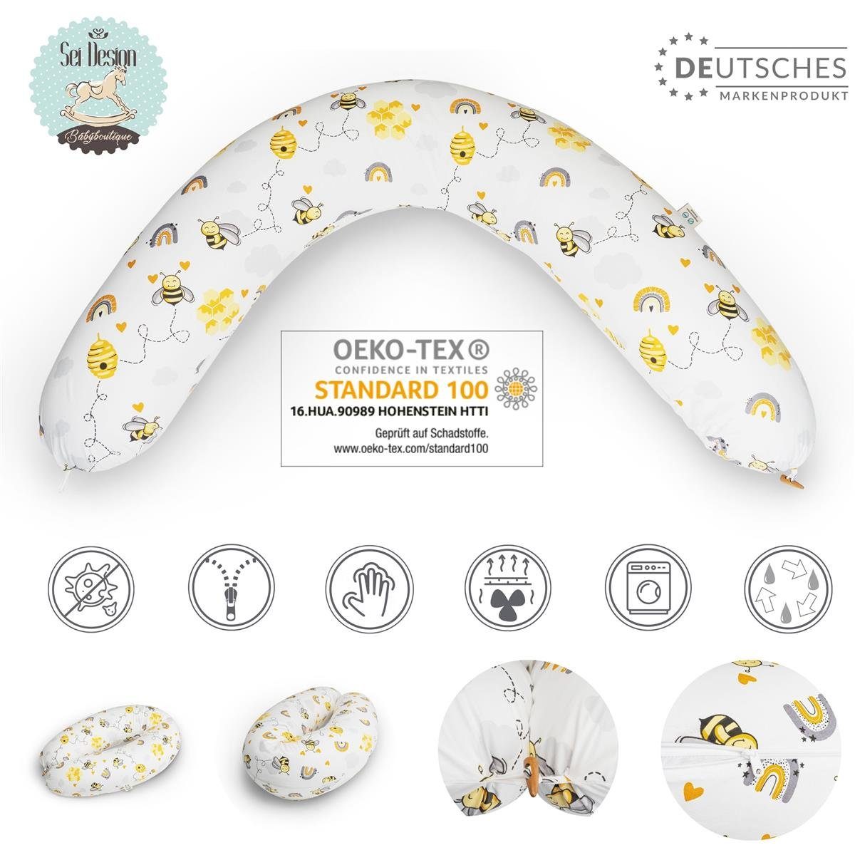 SEI Design Stillkissen Seitenschläferkissen Babynestchen Kuschelnest XXL, Spar-Set 2X Bezug, Bezug 100% Baumwolle