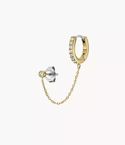 Fossil Creolen-Ohrring Ellis Pavé Glitz Edelstahl goldfarben