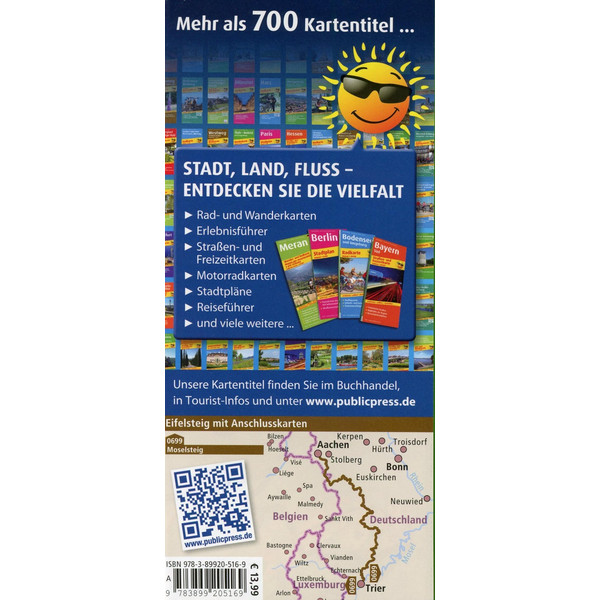 Wanderkarte Eifelsteig, Kornelimünster - Trier 1 : 25 000 - Wanderkarte