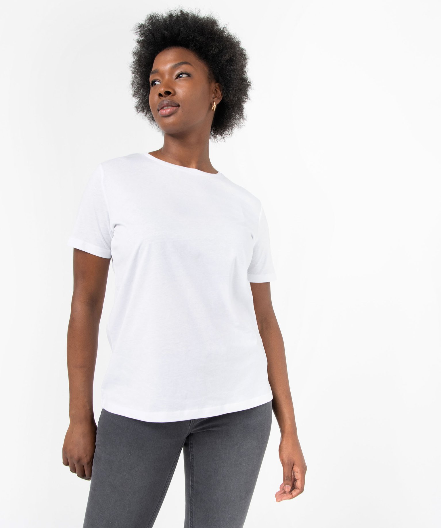 Tee-shirt femme à manches courtes et col rond blanc | GEMO