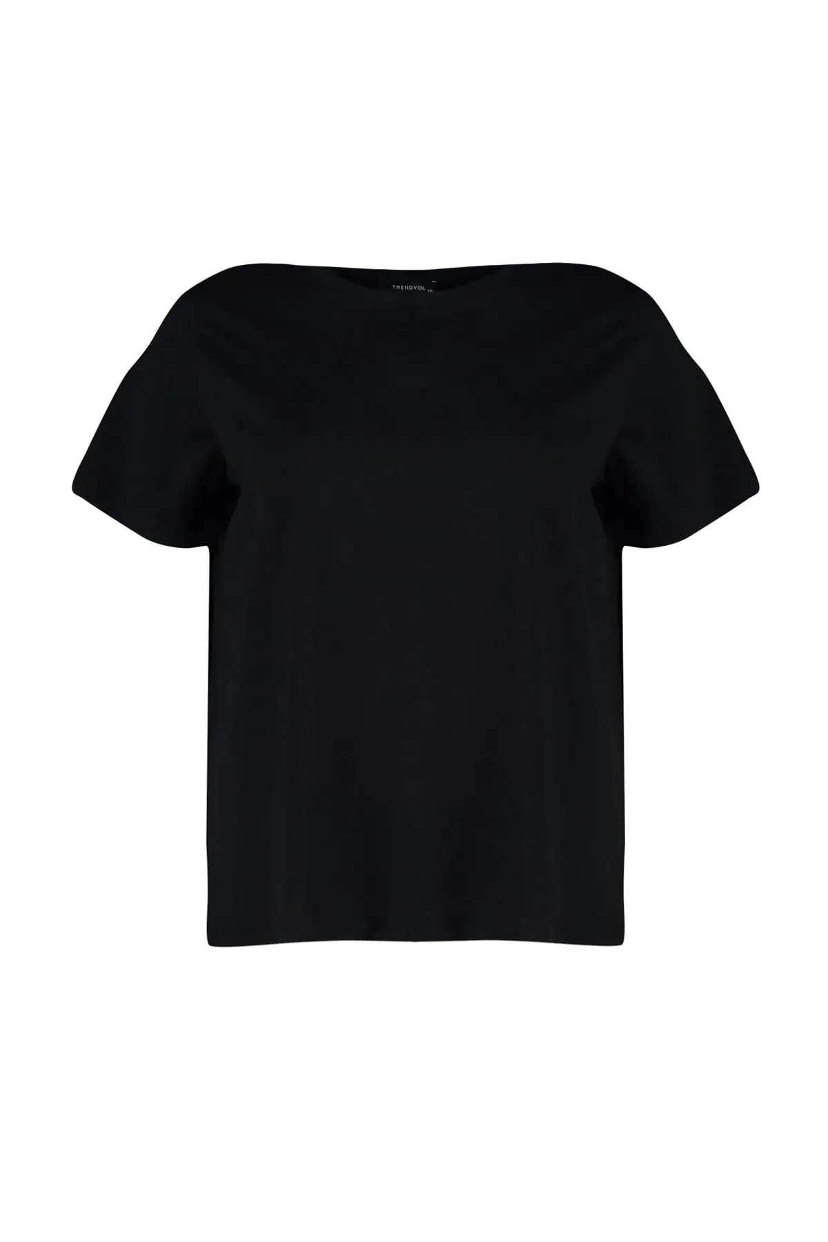 Trendyol Curve  Schwarzes Basic-Strick-T-Shirt mit Rundhalsausschnitt TBSSS22TS0733