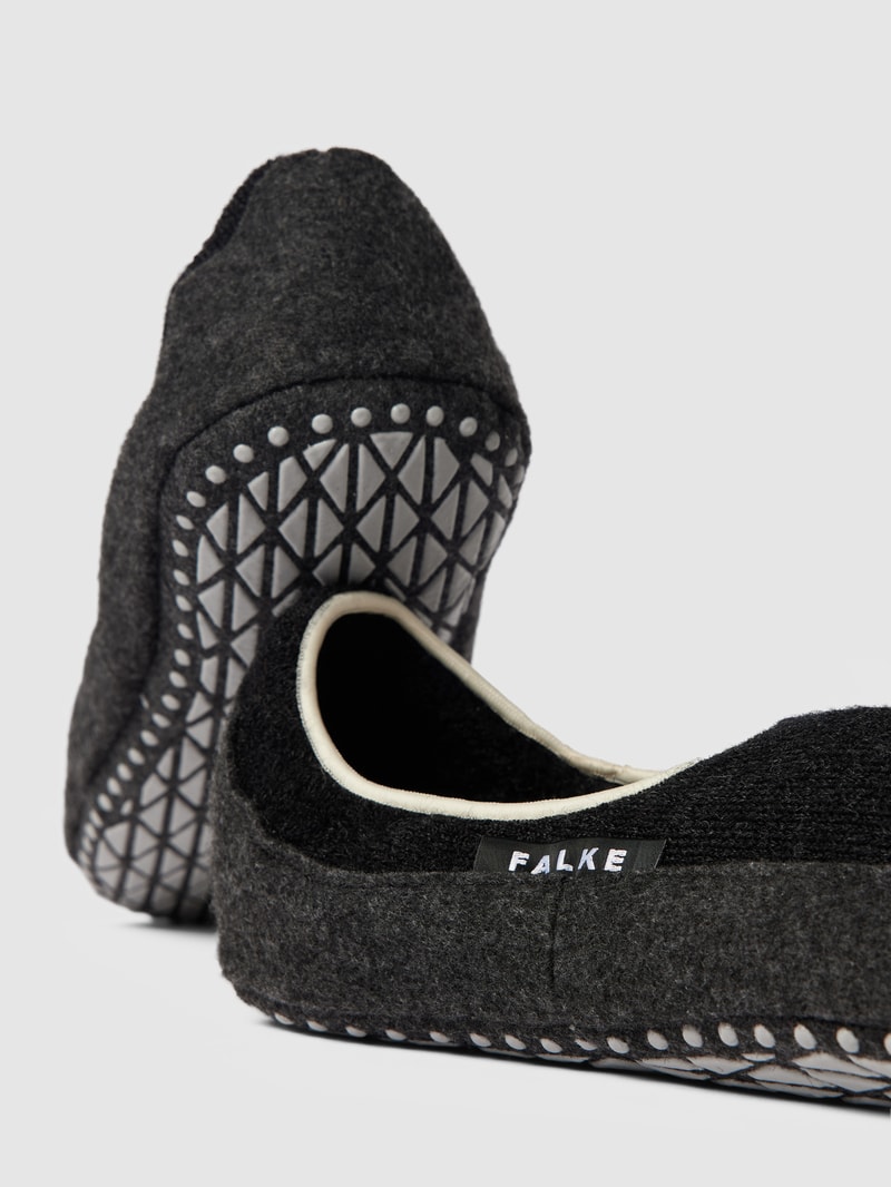 Hausschuhe aus Schurwoll-Mix mit Logo-Detail Modell 'COSYSHOE' in anthrazit meliert