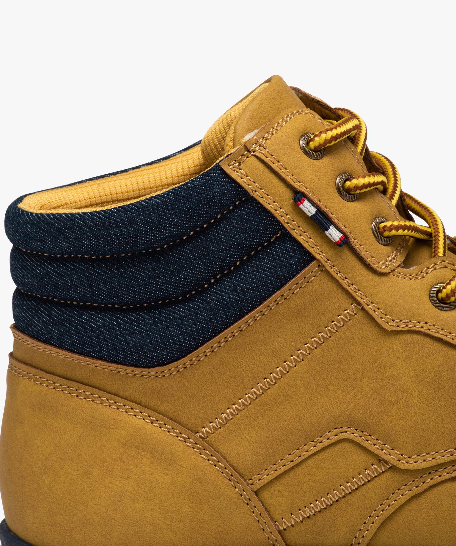 Baskets homme mid-cut avec col rembourré style denim camel | GEMO