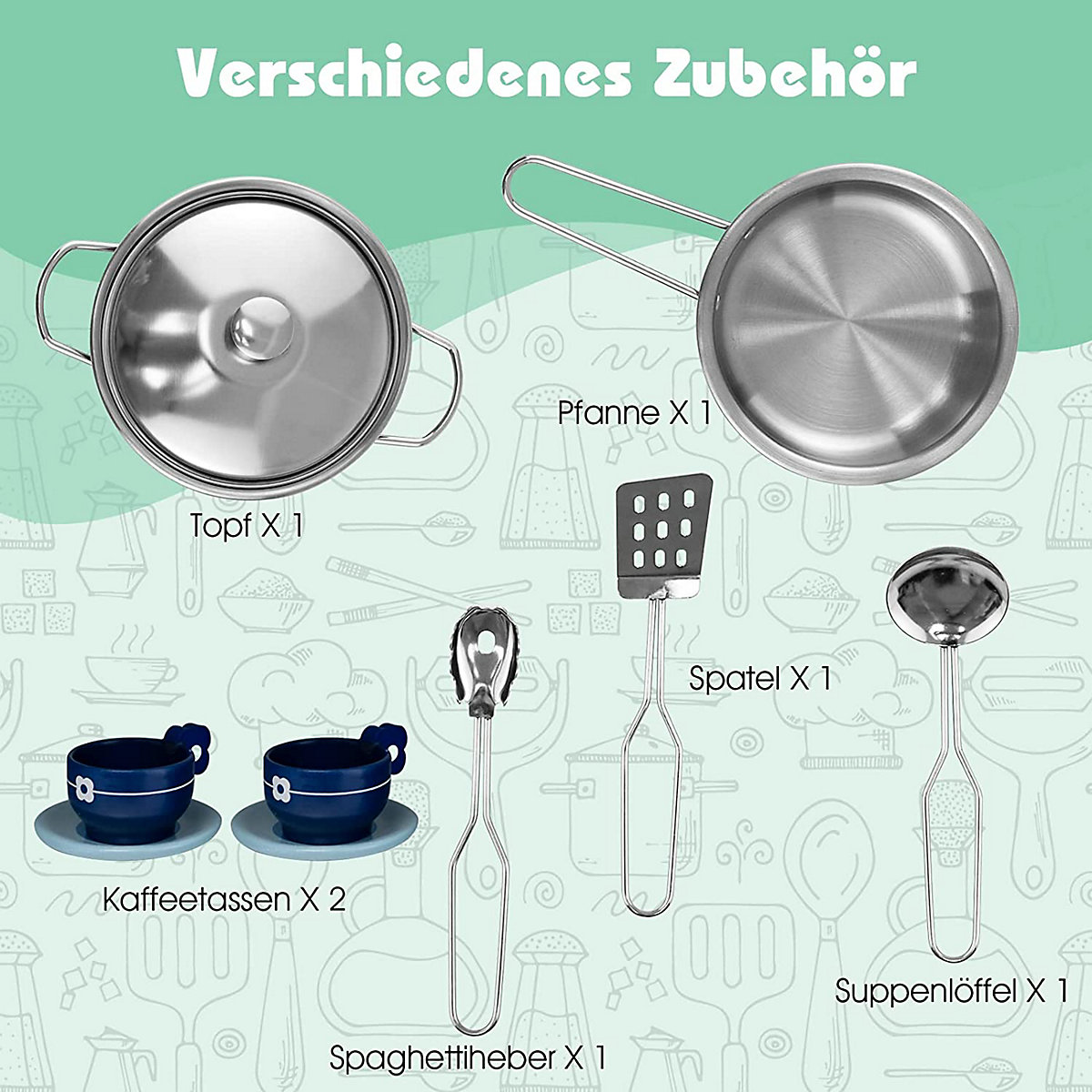 Spielküche mit Sound & Licht inkl. Hocker & Spielzubehör