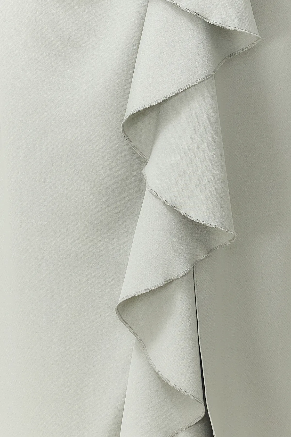 Trendyol Collection  Mintgrünes, gewebtes langes Abendkleid mit Rüschen TPRSS24AE00091