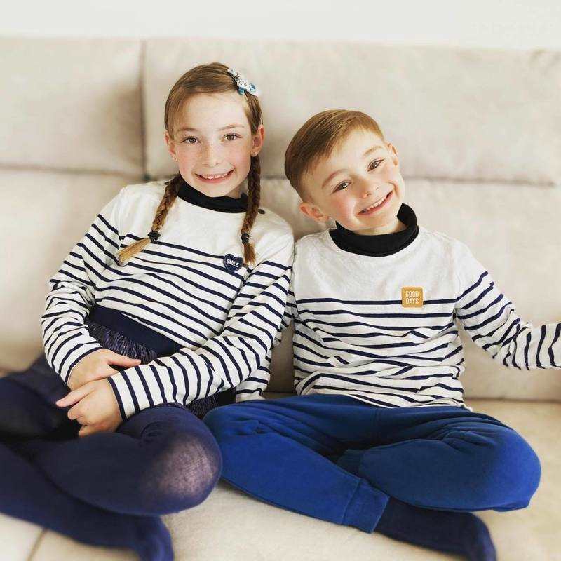 T-shirt marinière à personnaliser d'un cœur bleu fille